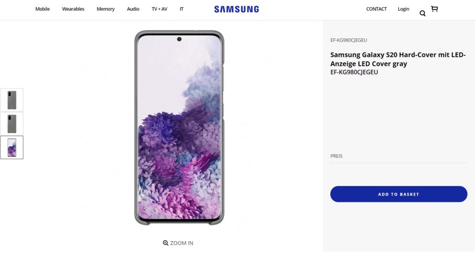 На сайте Samsung появились официальные изображения Samsung Galaxy S20