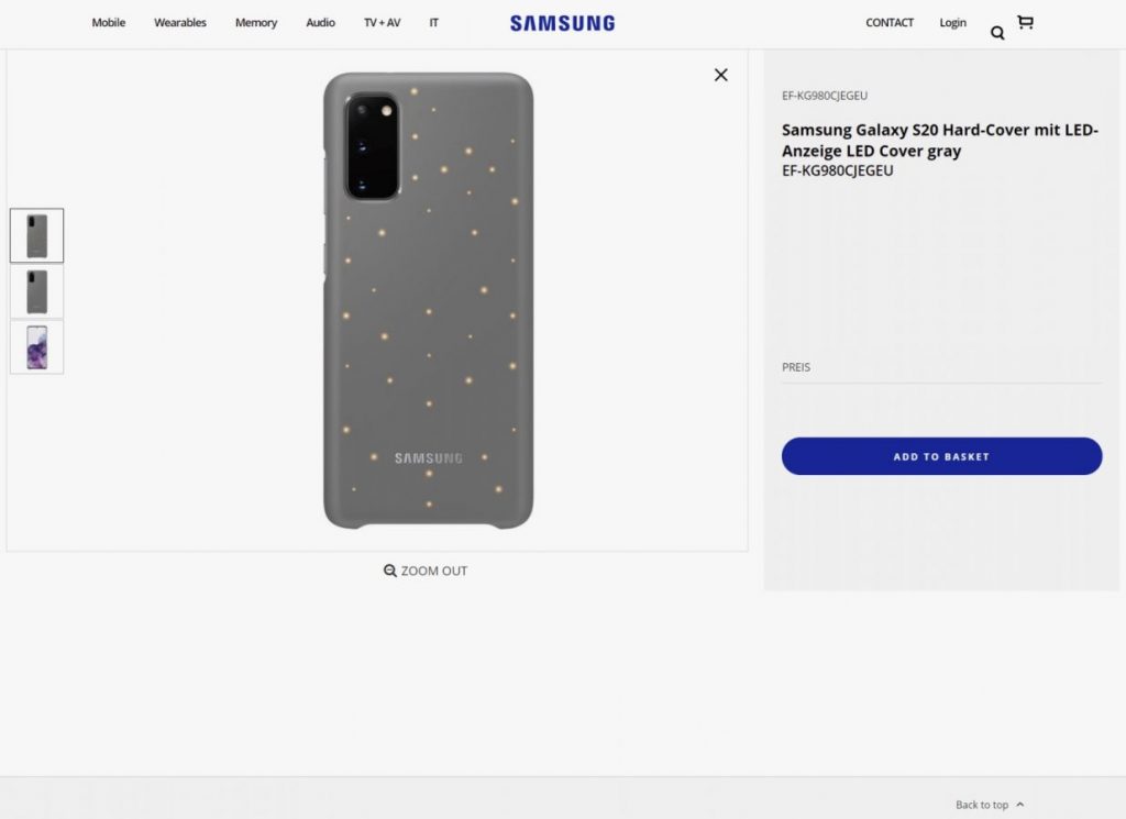 На сайте Samsung появились официальные изображения Samsung Galaxy S20