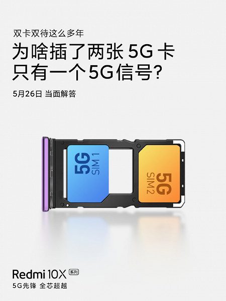 Redmi 10X будет первым смартфоном с поддержкой двух 5G SIM-карт