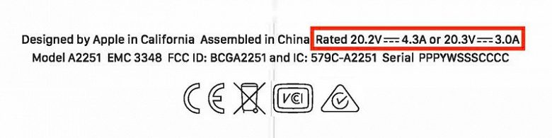 Топовая версия нового MacBook Pro 13 поддерживает 87-ваттную зарядку