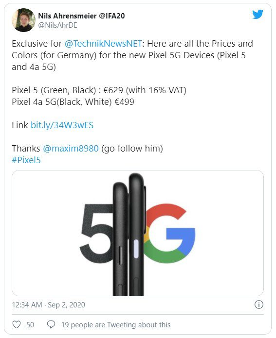 Google Pixel 5 может стоить намного дешевле Pixel 4