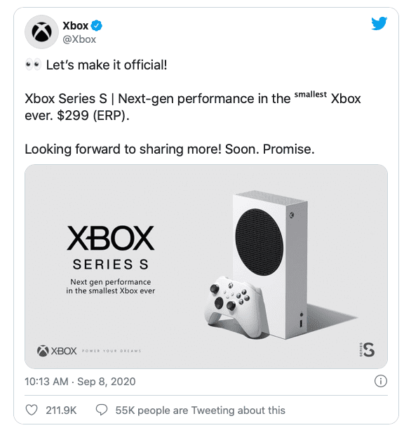 8 сентября Microsoft представила бюджетную Xbox Series S