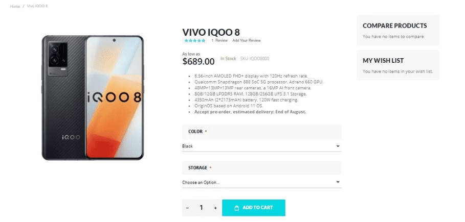 Предварительные заказы на iQOO 8 и iQOO 8 Pro теперь доступны через Giztop