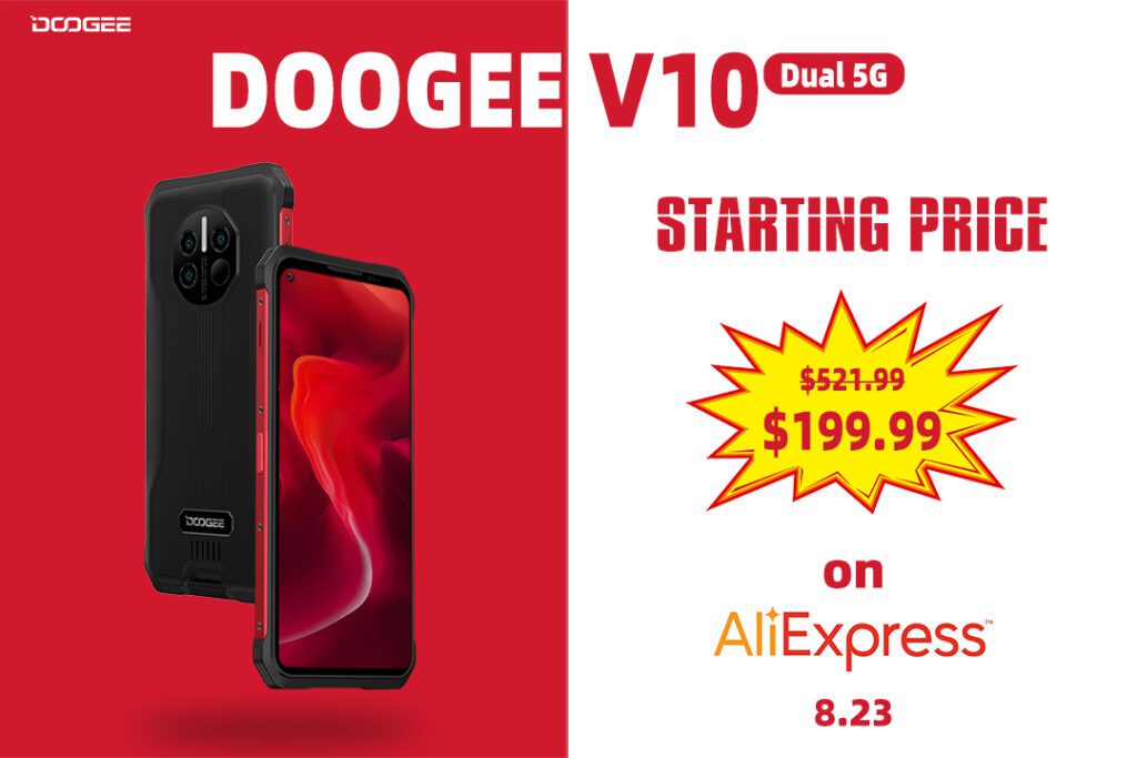 Doogee V10 5G поступит в продажу 23 августа со скидкой 60% 