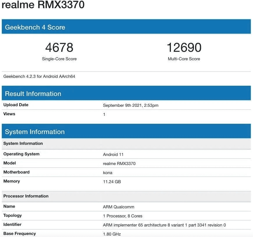 Realme GT Neo2 появляется на Geekbench с процессором Snapdragon 870 SoC