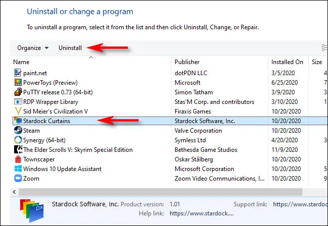 Как удалить программу в Windows 10