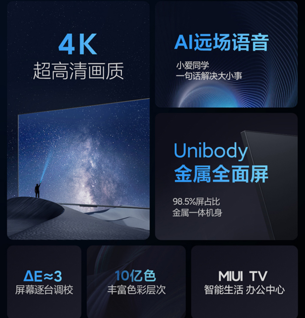 Китайская Xiaomi представила недорогие телевизоры EA58 2022 и EA60 2022 года