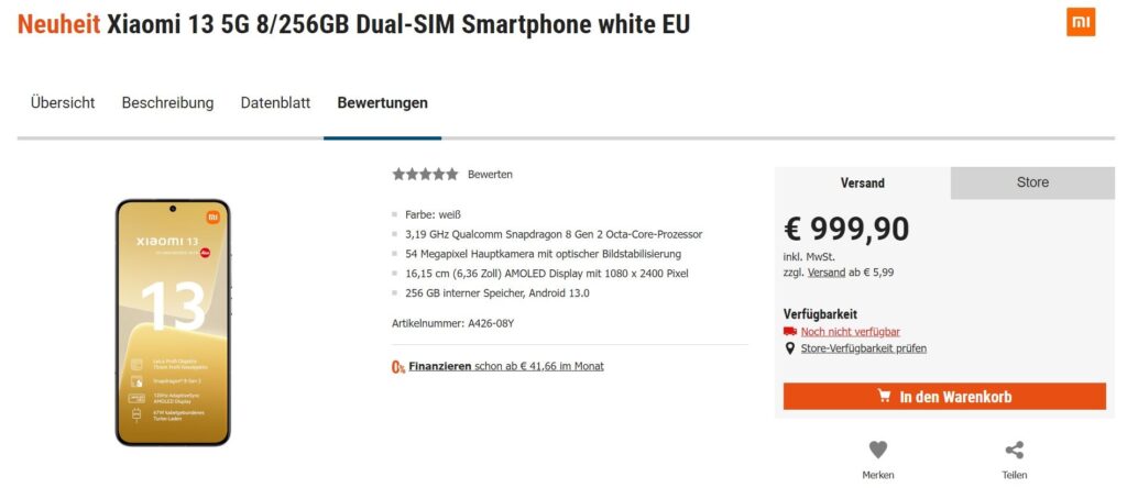 Компания Xiaomi оценила новый смартфон Xiaomi 13 Lite в Европе от 499 евро