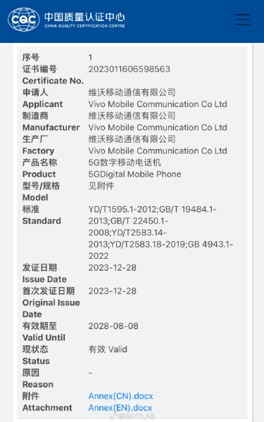 В базе китайского регулятора замечен новый смартфон компании Vivo