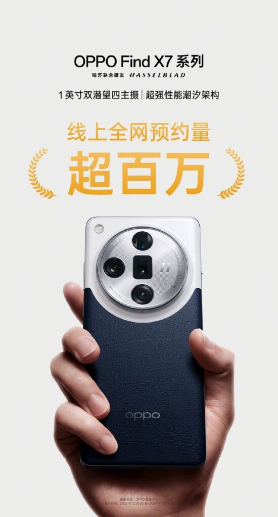 Oppo отчиталась о более 1 млн проданных смартфонов серии Find X7 в Китае