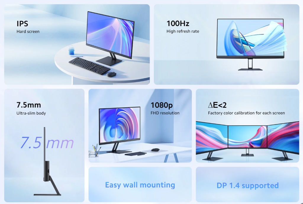 Xiaomi представила новый монитор A24i с минималистичным дизайном.
