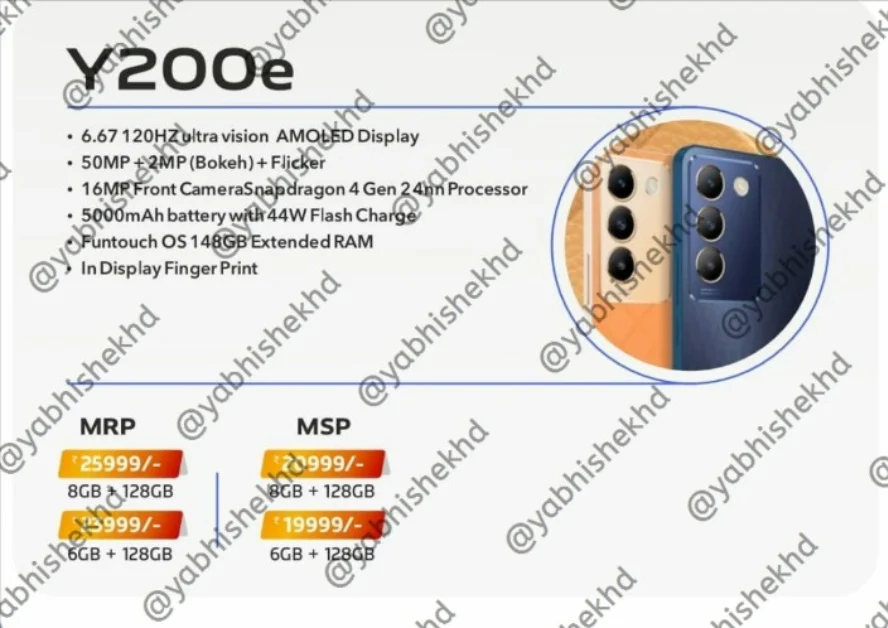 Раскрыты цены и характеристики смартфона Vivo Y200e 5G для Индии