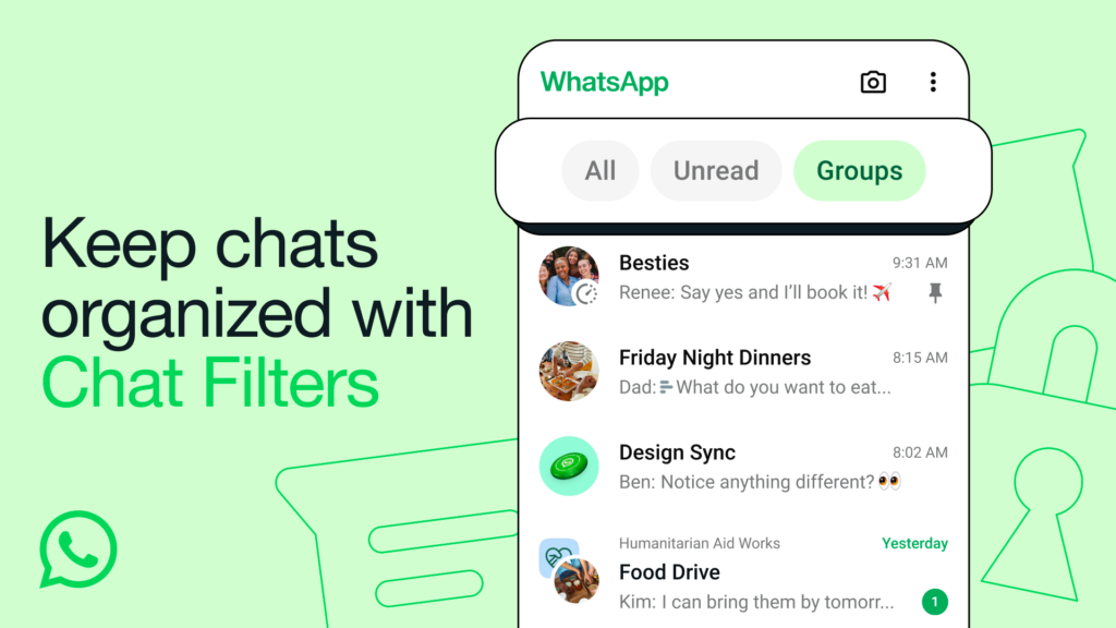 WhatsApp добавляет в мессенджер новые фильтры для упорядочивания чатов