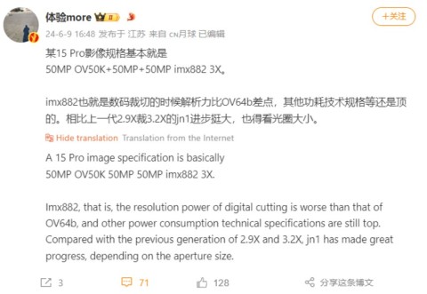 Xiaomi оснастит свой флагман 15 Pro камерой с тремя 50-Мп модулями
