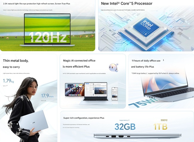 Intel Core и ИИ: Honor обновила ноутбуки MagicBook X14 Plus и X16 Plus