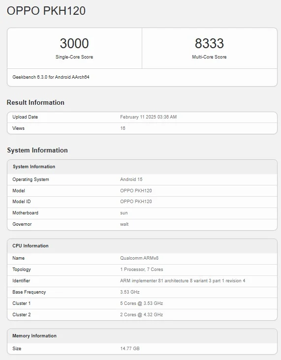 Складной телефон Oppo Find N5 появился в базе Geekbench