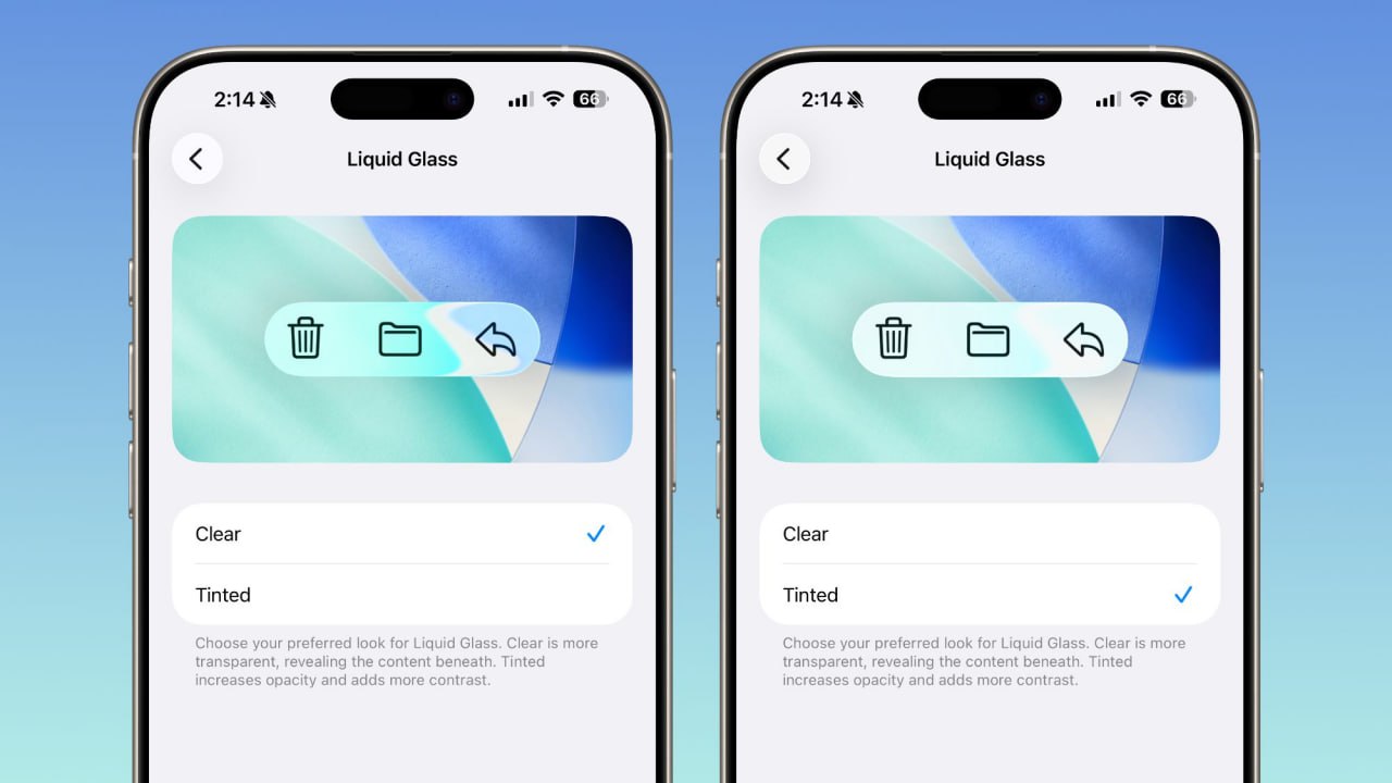 В iOS 26.1 beta 4 появились новые настройки интерфейса Liquid Glass